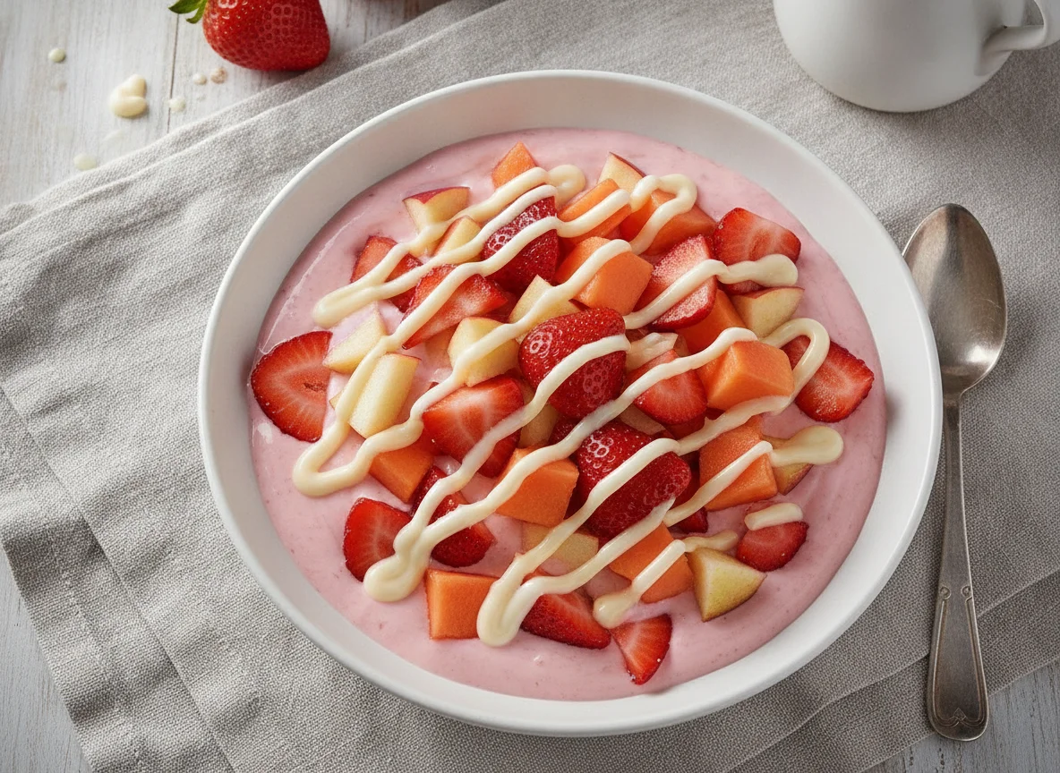 Salada de frutas com iogurte e leite condensado photo