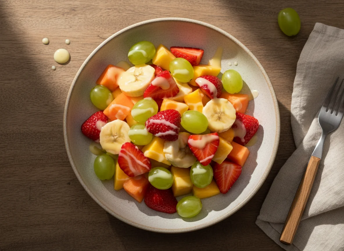 Salada de frutas com leite condensado photo