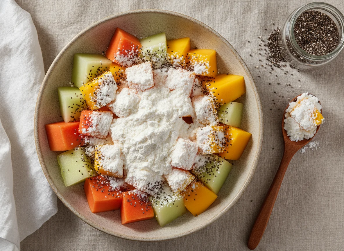 Salada de Frutas com Leite em Pó e Chia photo