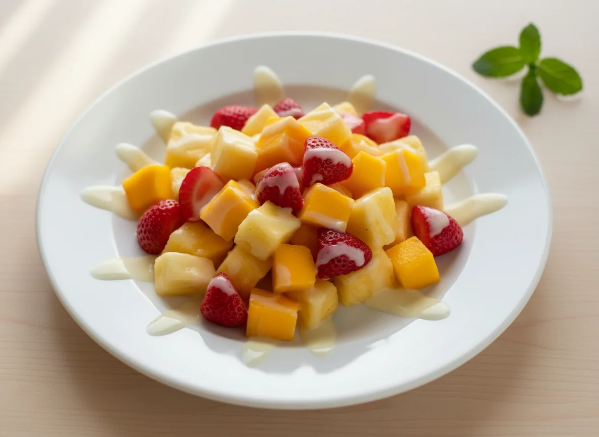 Salada de frutas com molho doce photo
