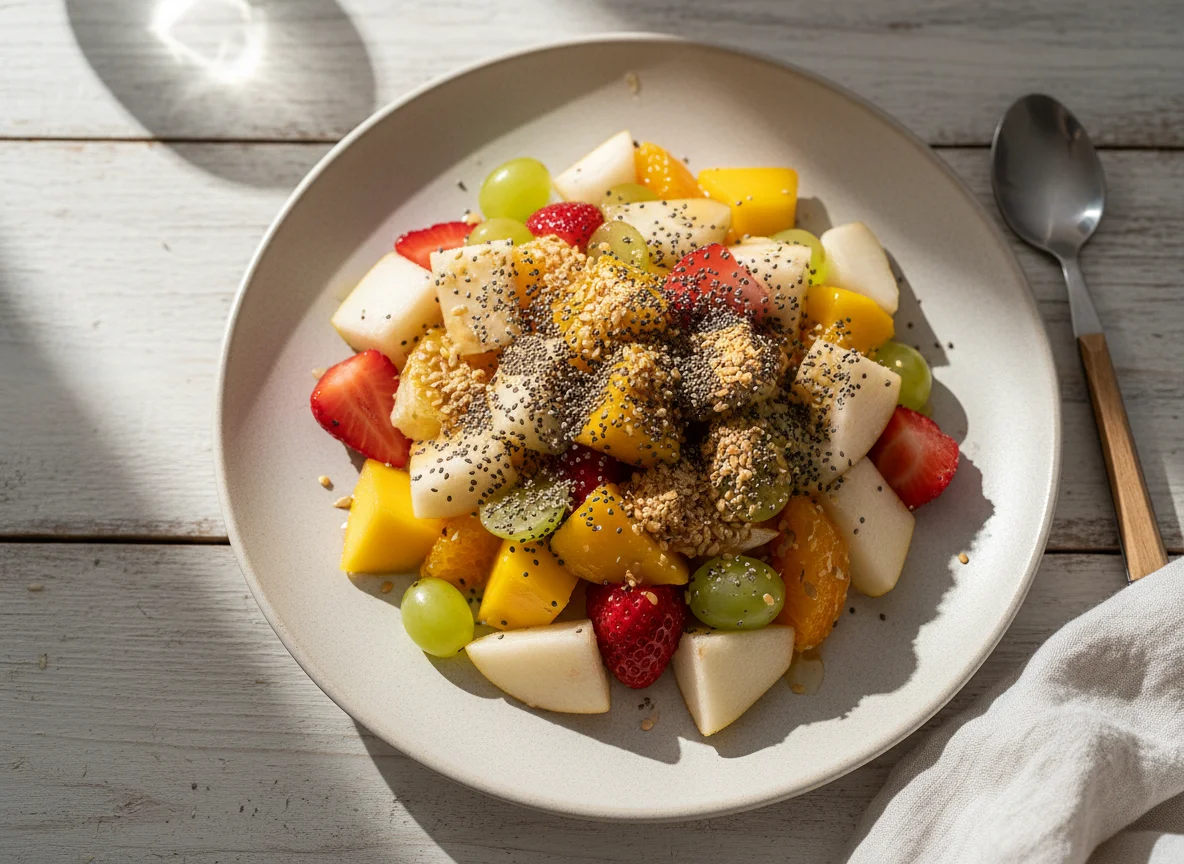 Salada de frutas com sementes photo