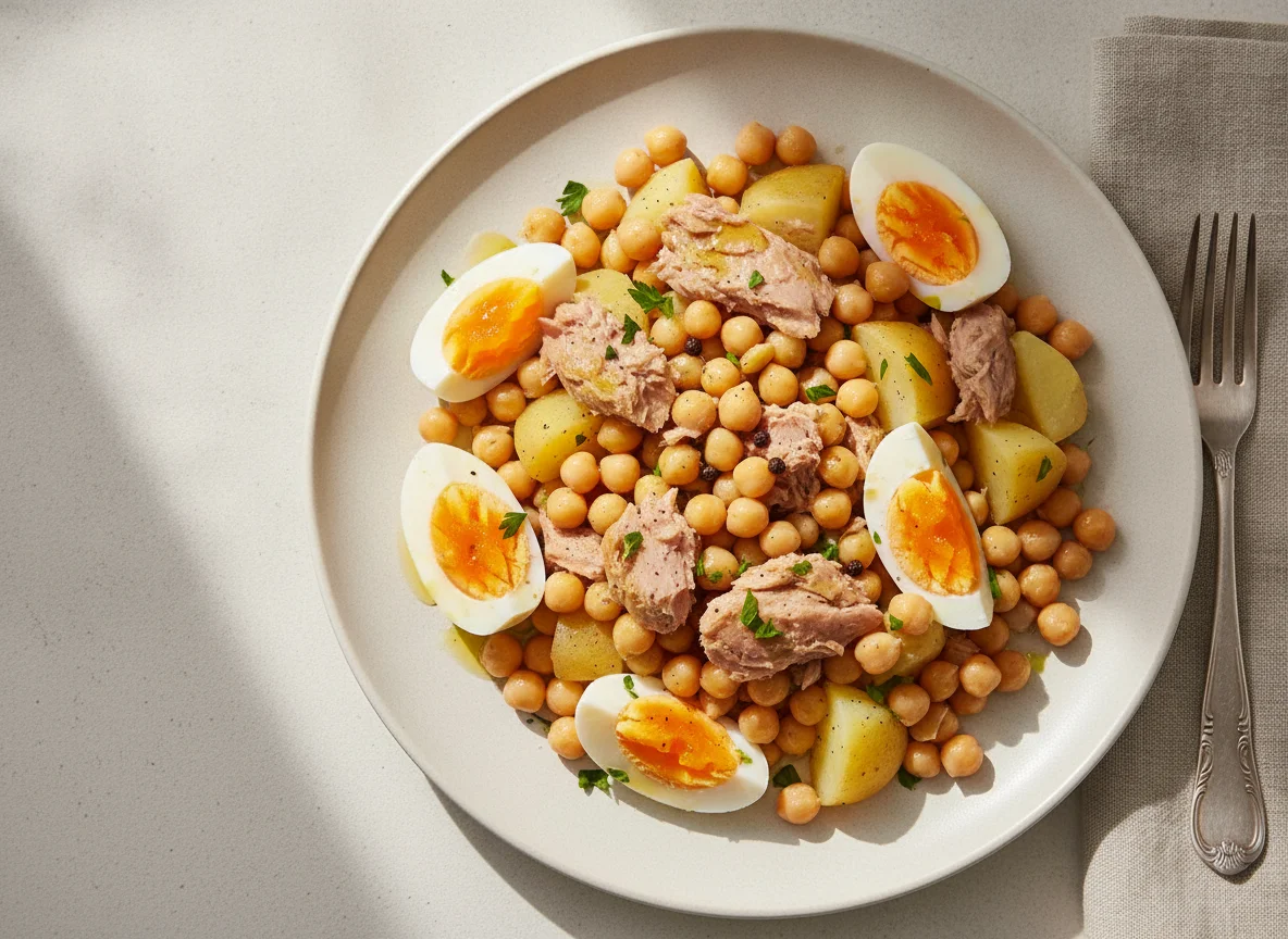 Salada de Grão com Atum e Ovo photo