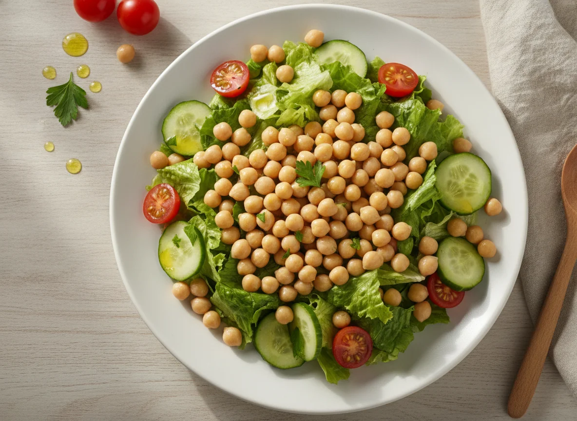 Salada de Grão-de-Bico com Alface e Tomate photo