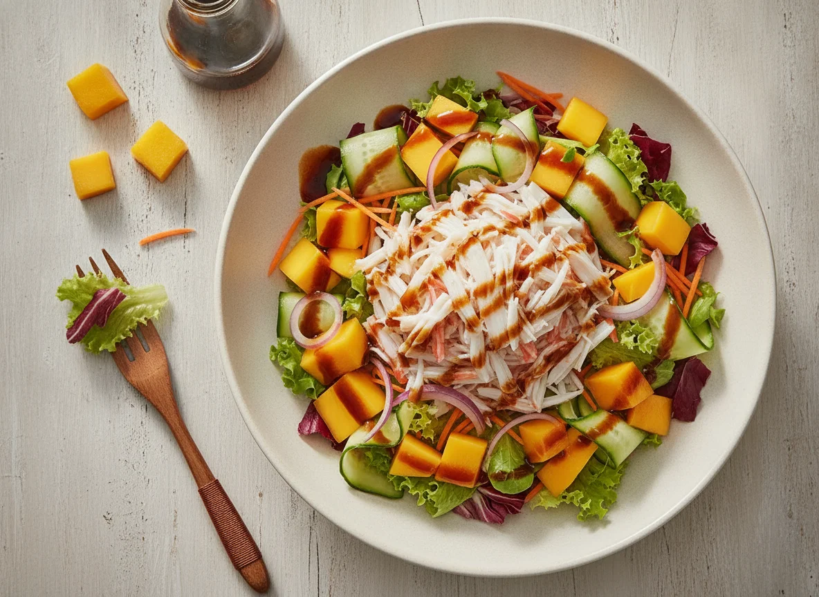 Salada de Kani com Manga e Molho Teriyaki photo