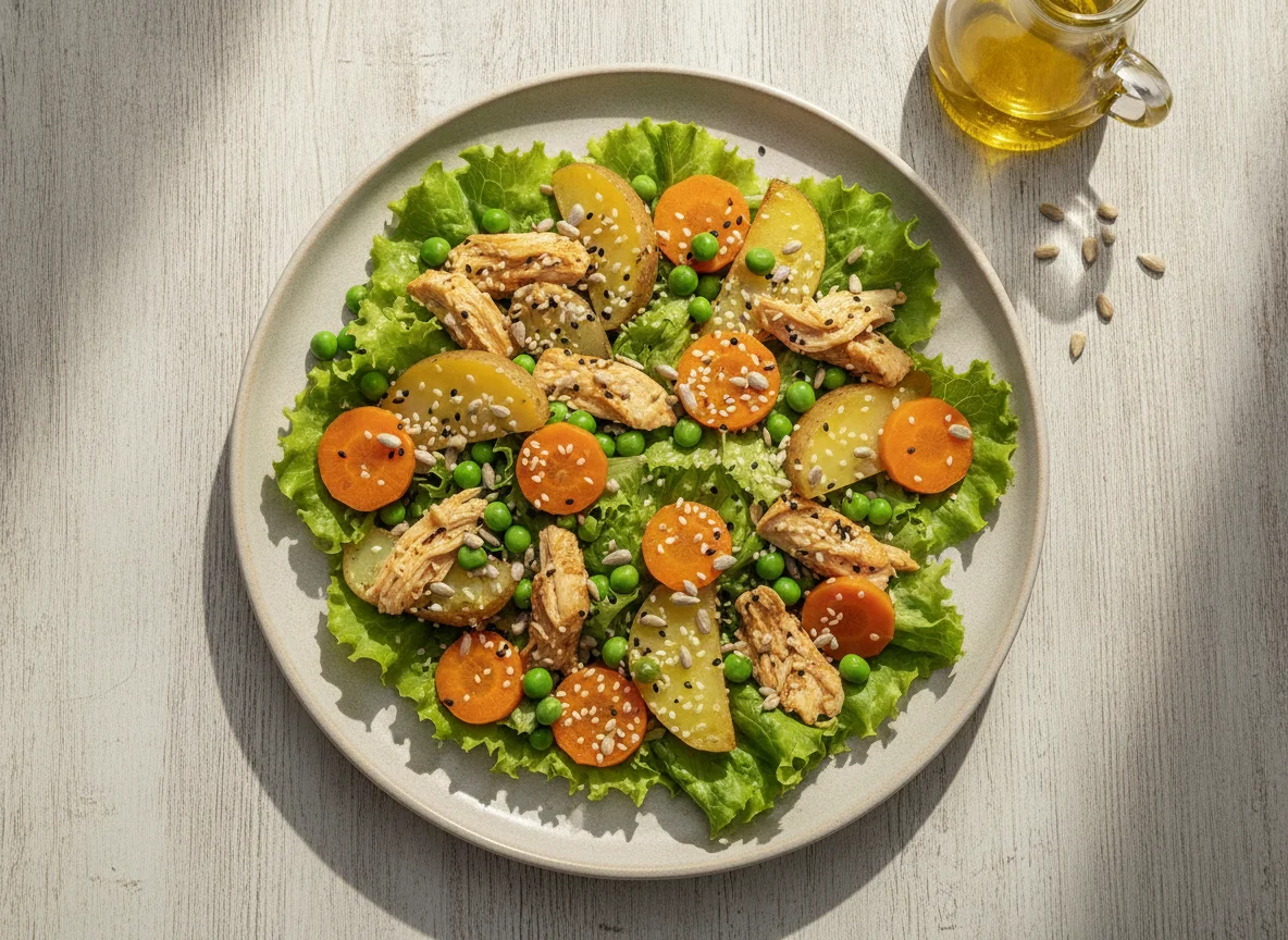 Salada de Legumes Cozidos com Folhas e Sementes photo