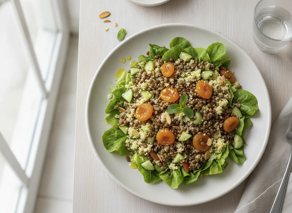 Salada de Lentilha com Damasco e Pepino photo