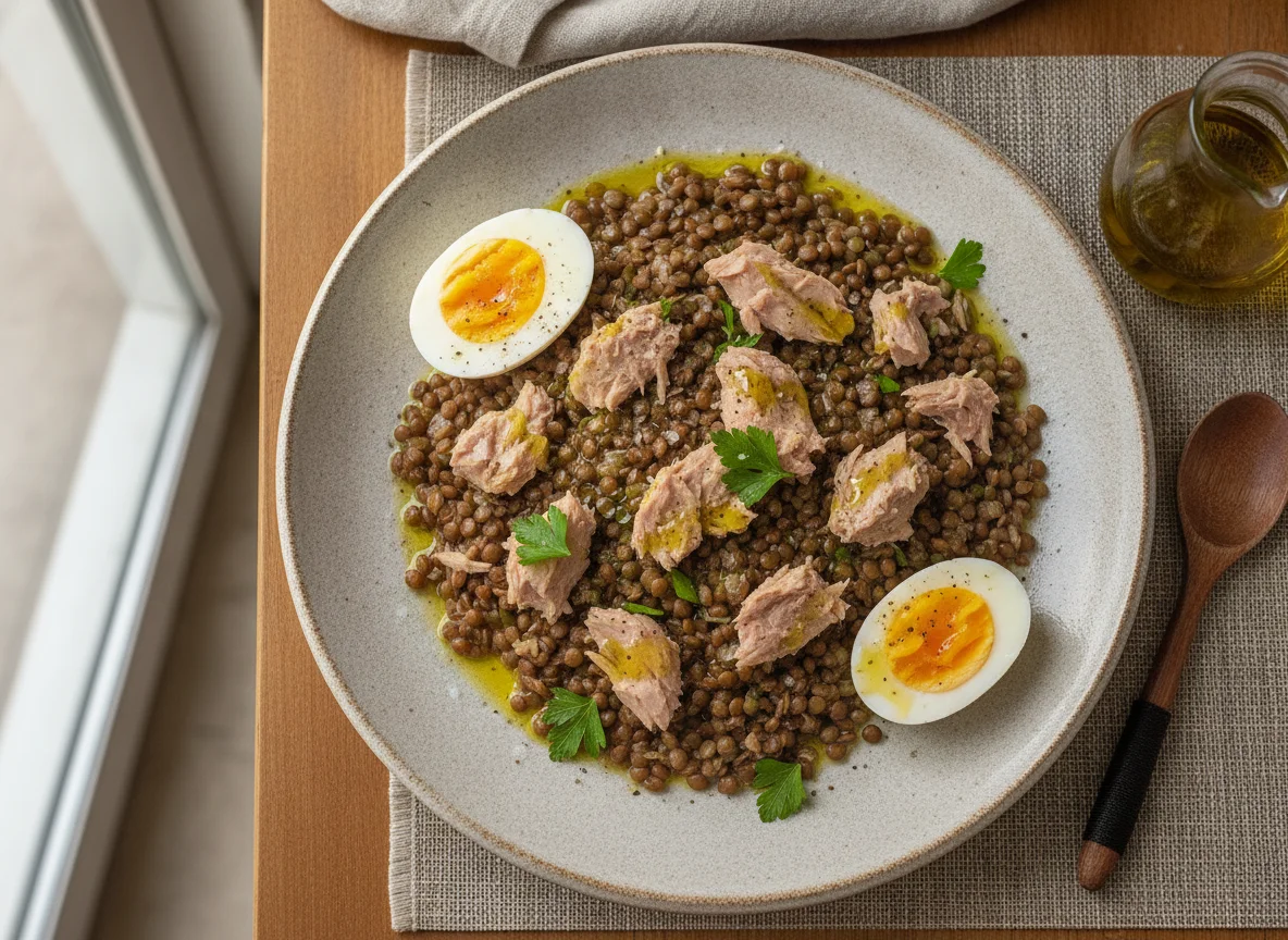 Salada de Lentilhas com Atum e Ovo photo