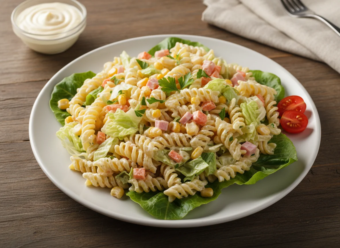 Salada de macarrão com alface photo