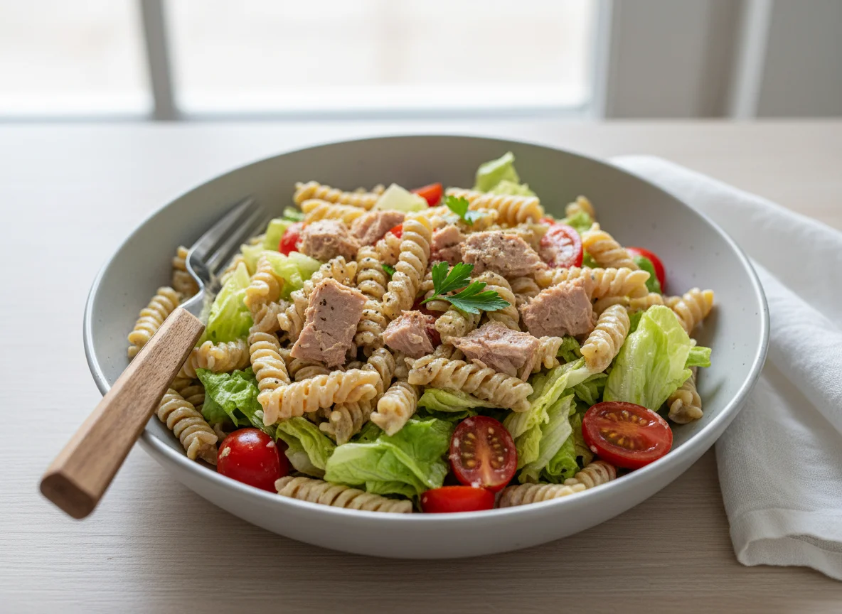 Salada de macarrão com atum photo