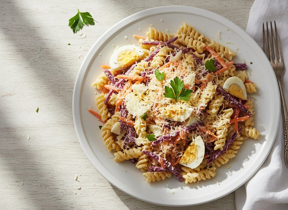 Salada de Macarrão com Beterraba e Queijo photo