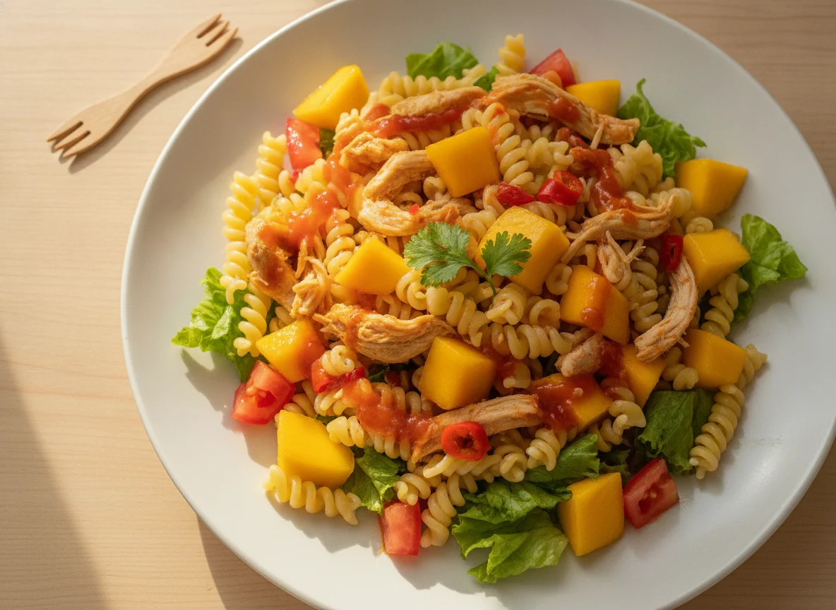 Salada de Macarrão com Frango Desfiado e Manga photo