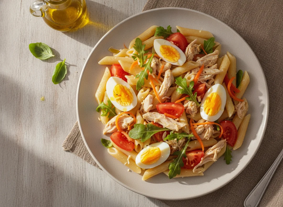Salada de Macarrão com Frango Desfiado e Ovo photo