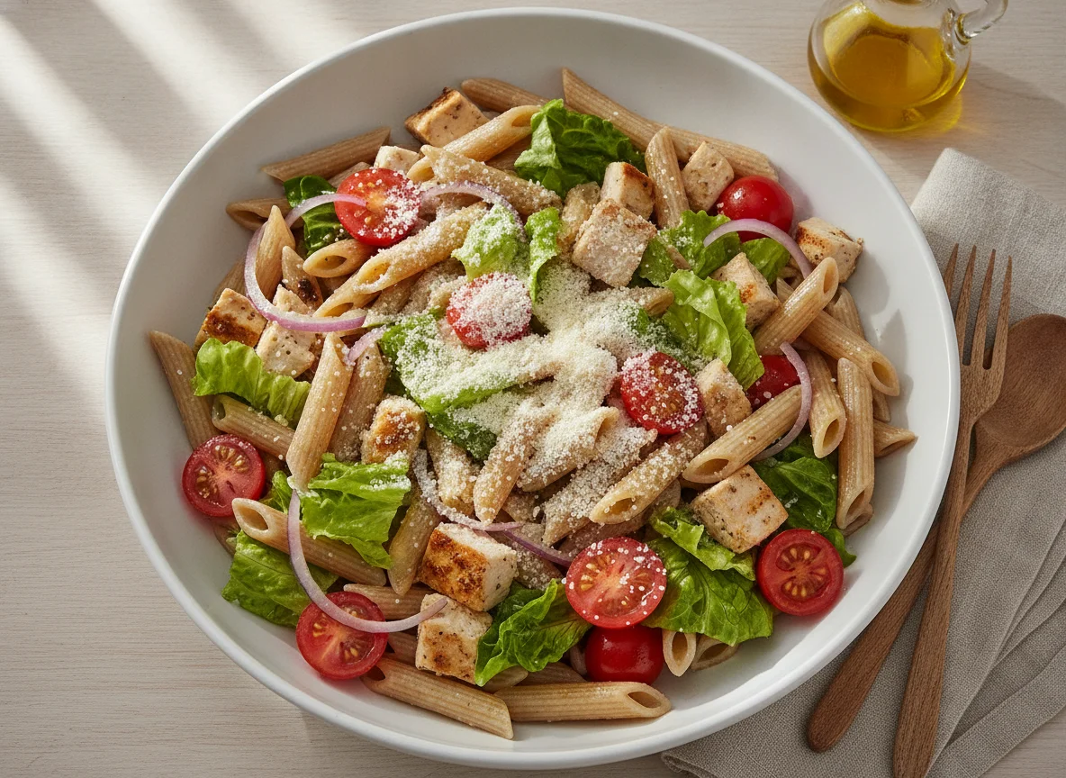 Salada de Macarrão com Frango e Tomate Cereja photo