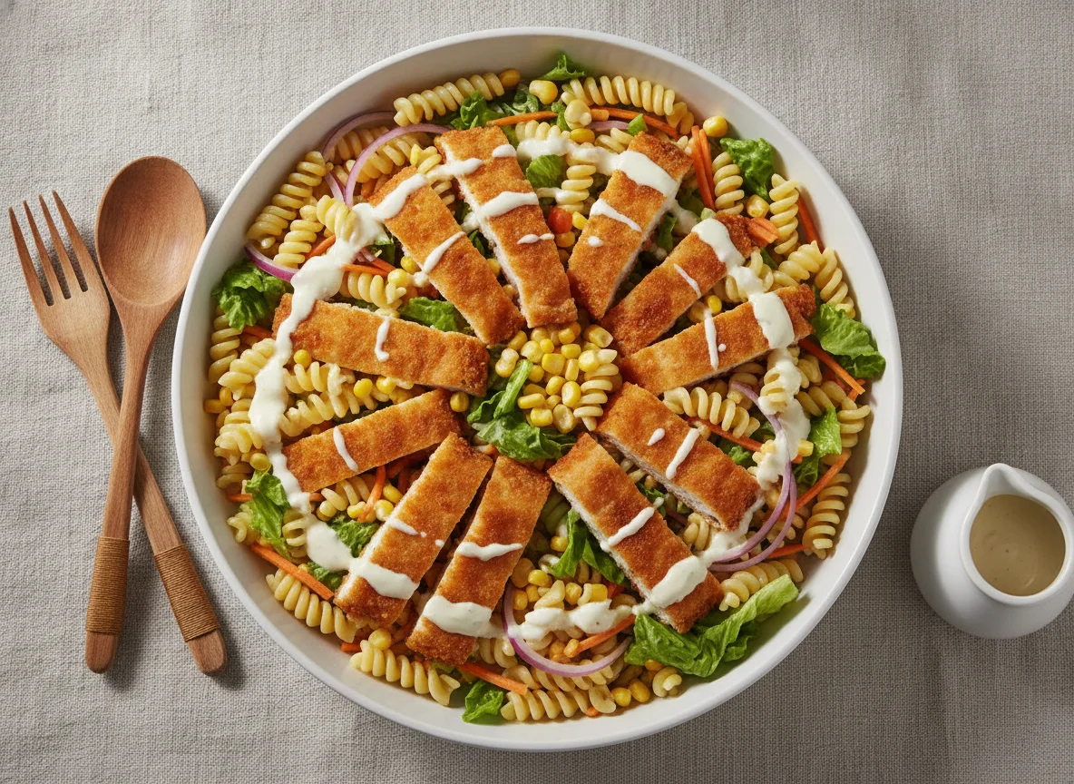 Salada de Macarrão com Frango Empanado photo