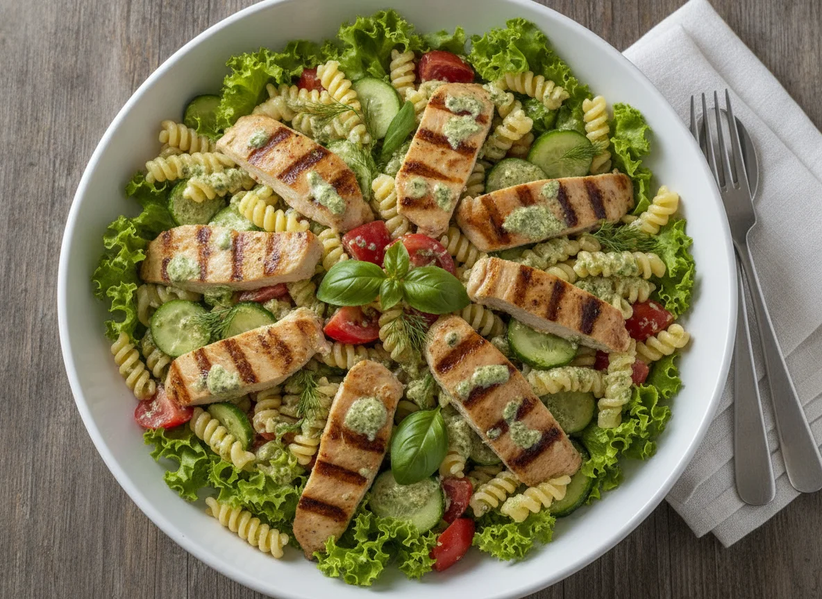 Salada de Macarrão com Frango Grelhado photo