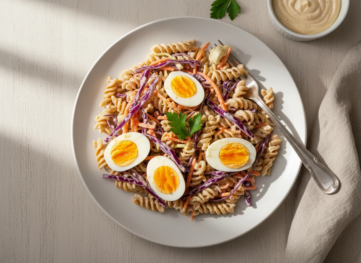 Salada de Macarrão com Ovo e Vegetais photo