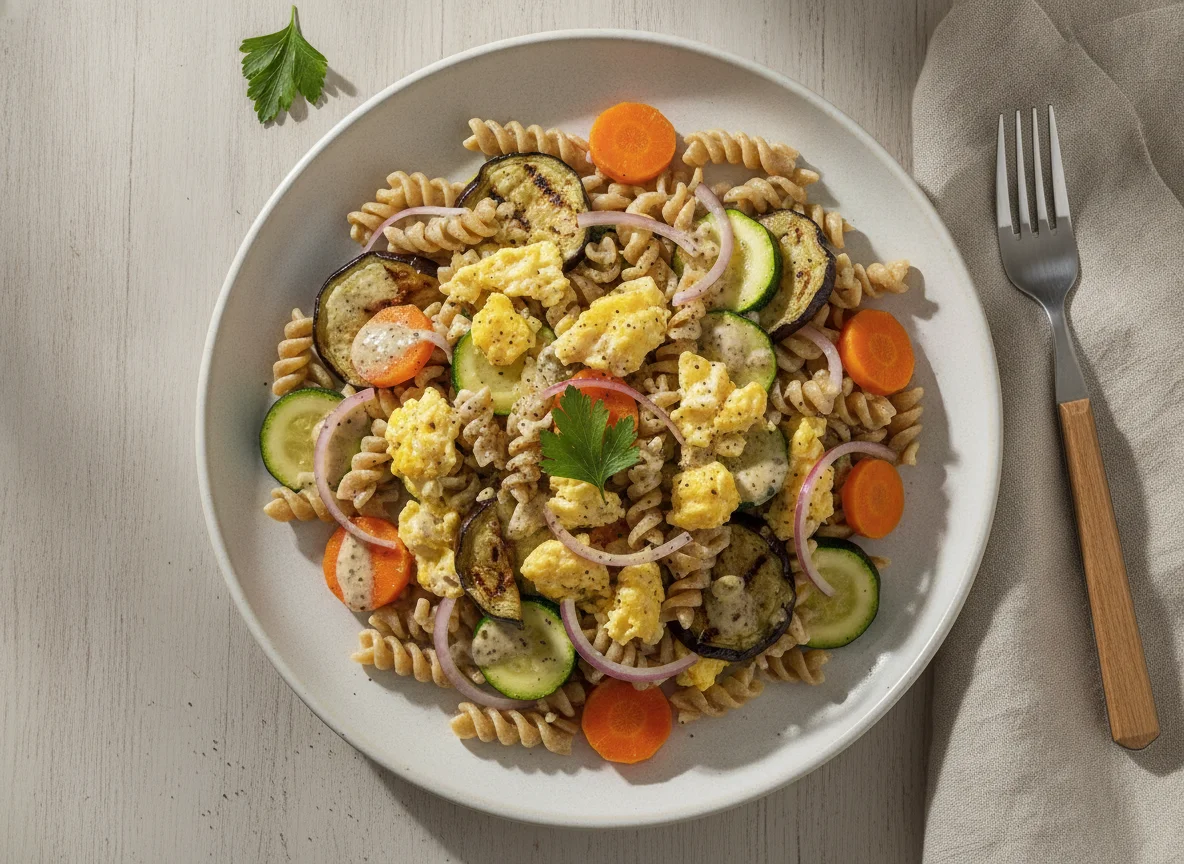 Salada de Macarrão com Ovos e Legumes photo