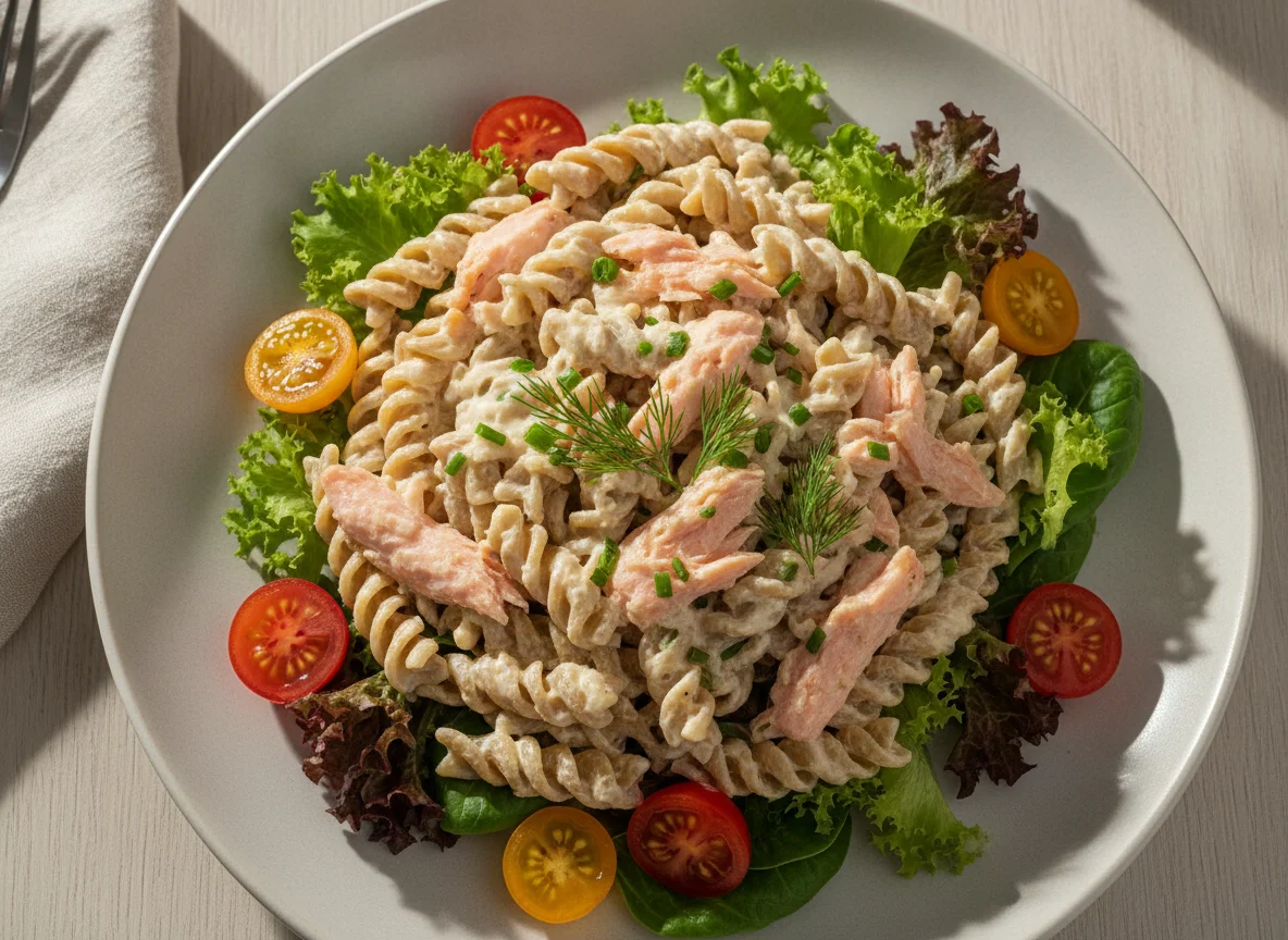Salada de Macarrão com Salmão e Molho Branco photo