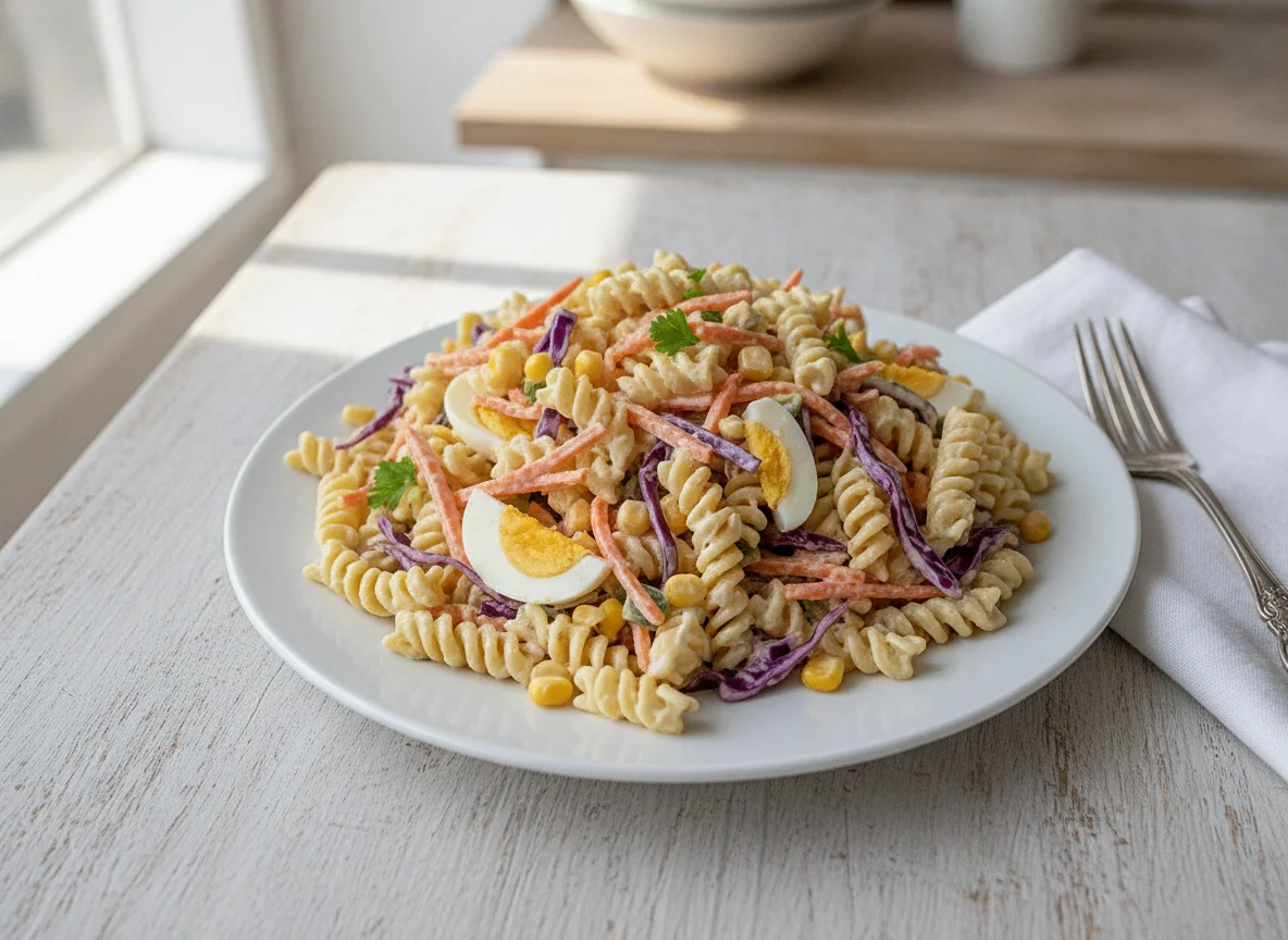 Salada de Macarrão Fusilli com Legumes e Maionese photo