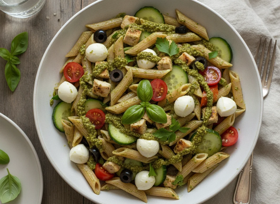 Salada de Macarrão Penne com Frango e Vegetais photo