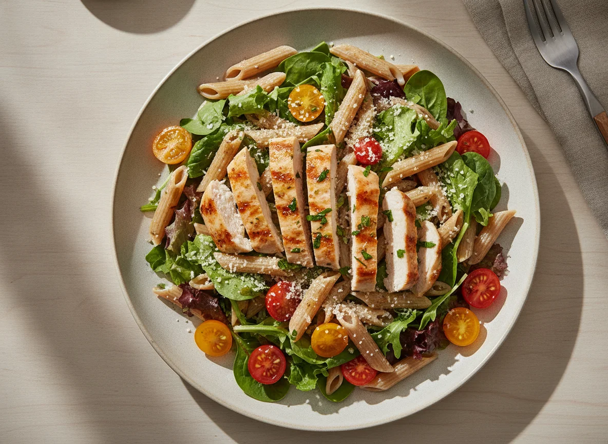 Salada de Macarrão Penne com Frango Grelhado photo