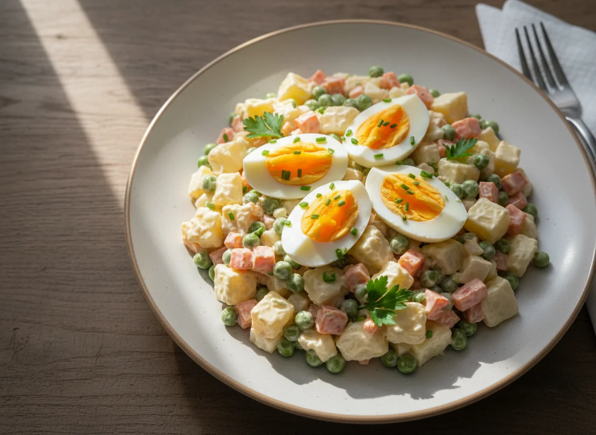 Salada de maionese com ovos cozidos photo