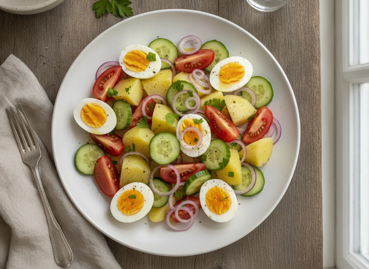 Salada de Ovo com Batata e Legumes photo