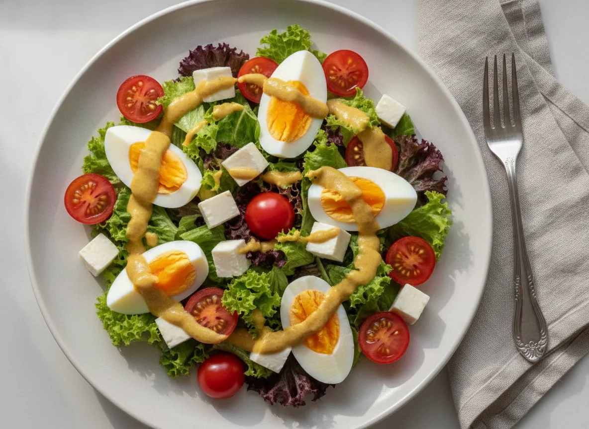 Salada de Ovo com Tomate Cereja e Alface photo