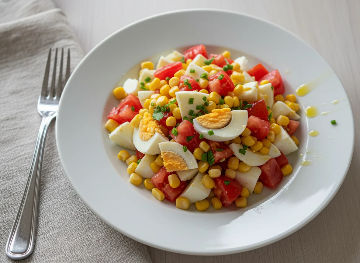 Salada de ovo e tomate photo