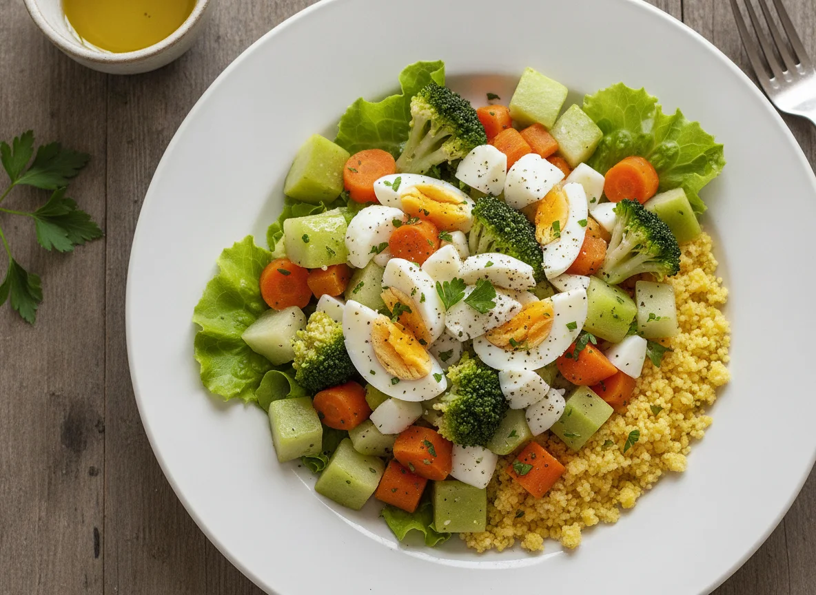 Salada de Ovos com Legumes e Cuscuz photo