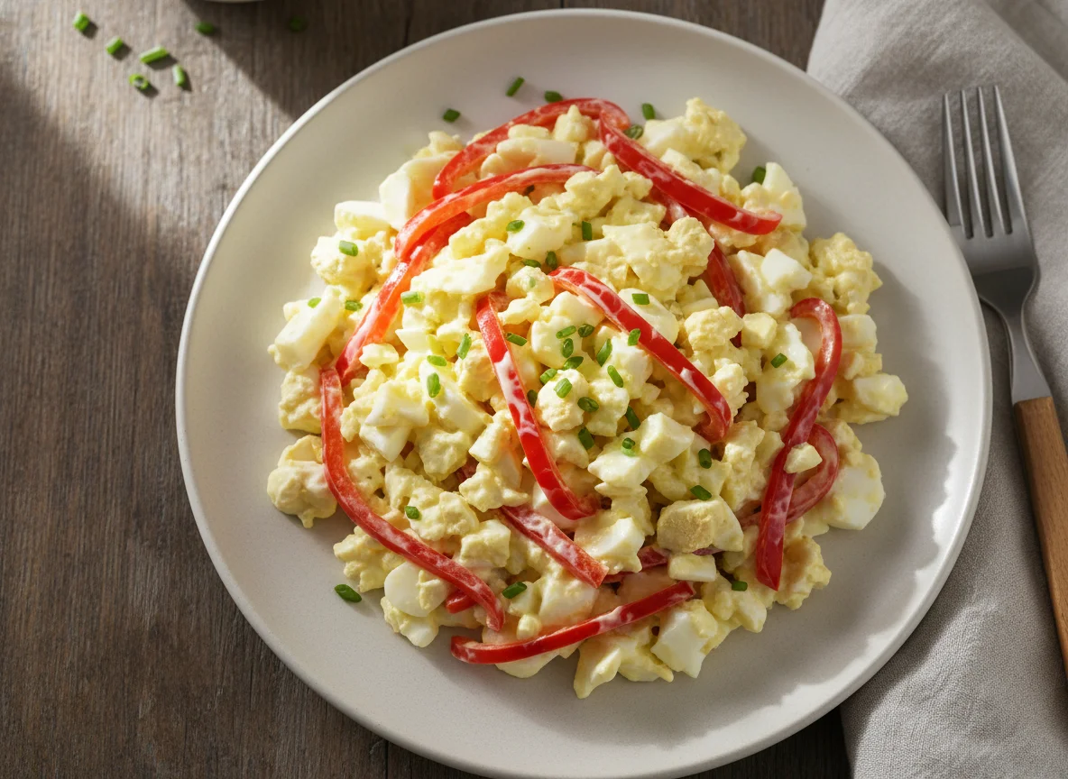 Salada de ovos com maionese e pimentão photo