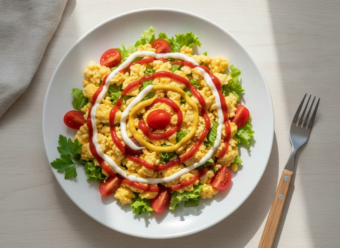 Salada de Ovos Mexidos com Molhos photo