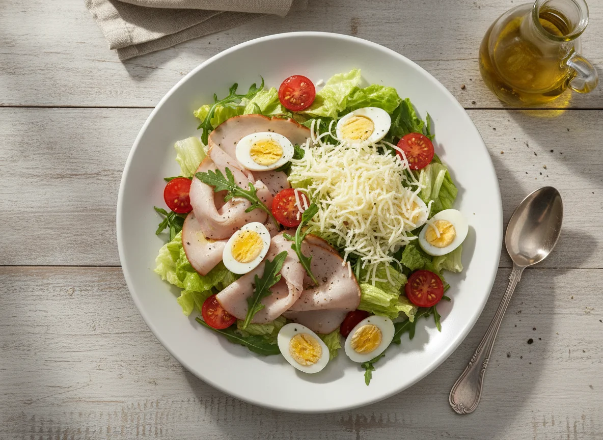 Salada de Peito de Peru com Ovos de Codorna e Queijo photo