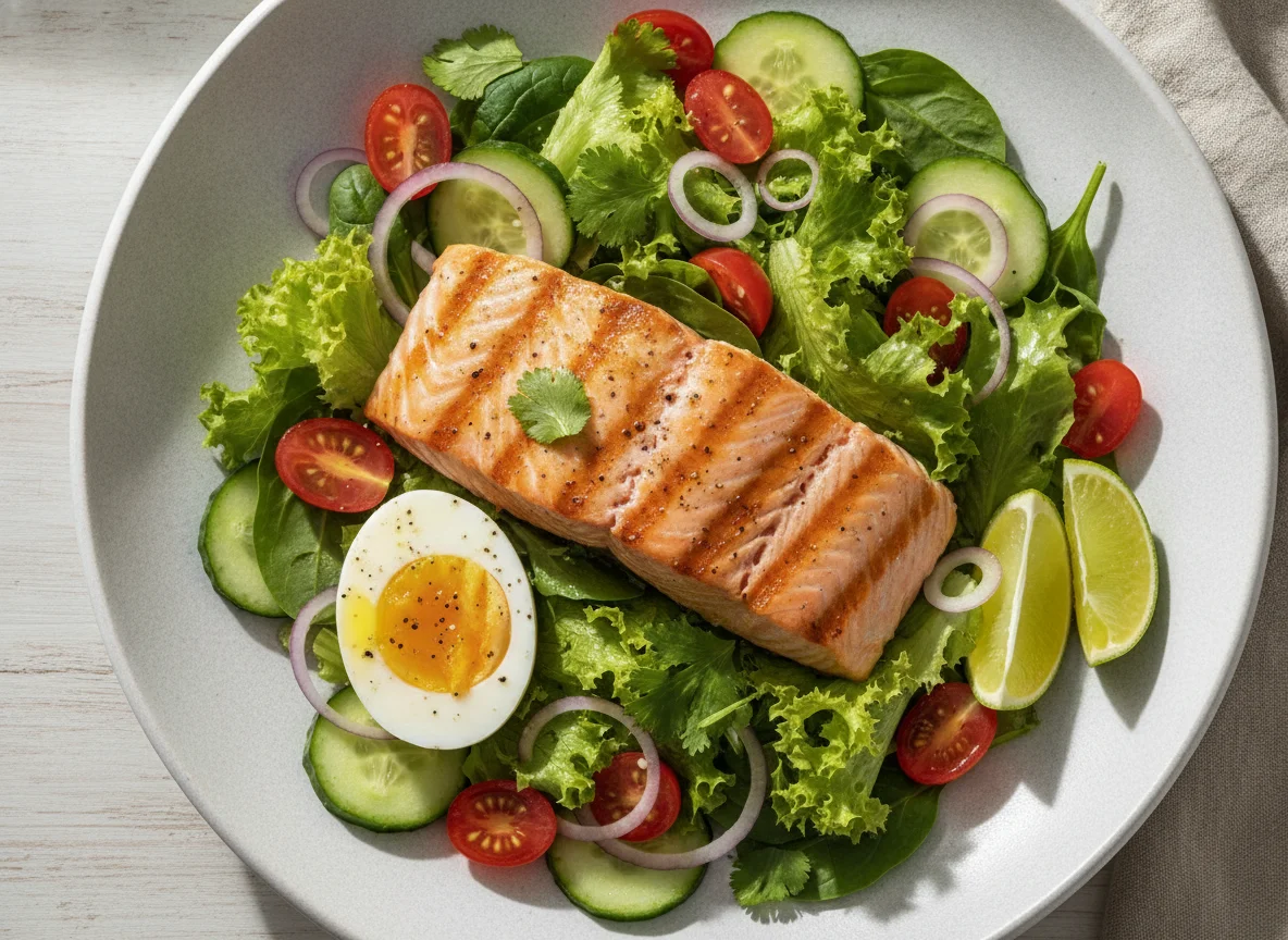 Salada de Peixe Grelhado com Ovo Cozido photo