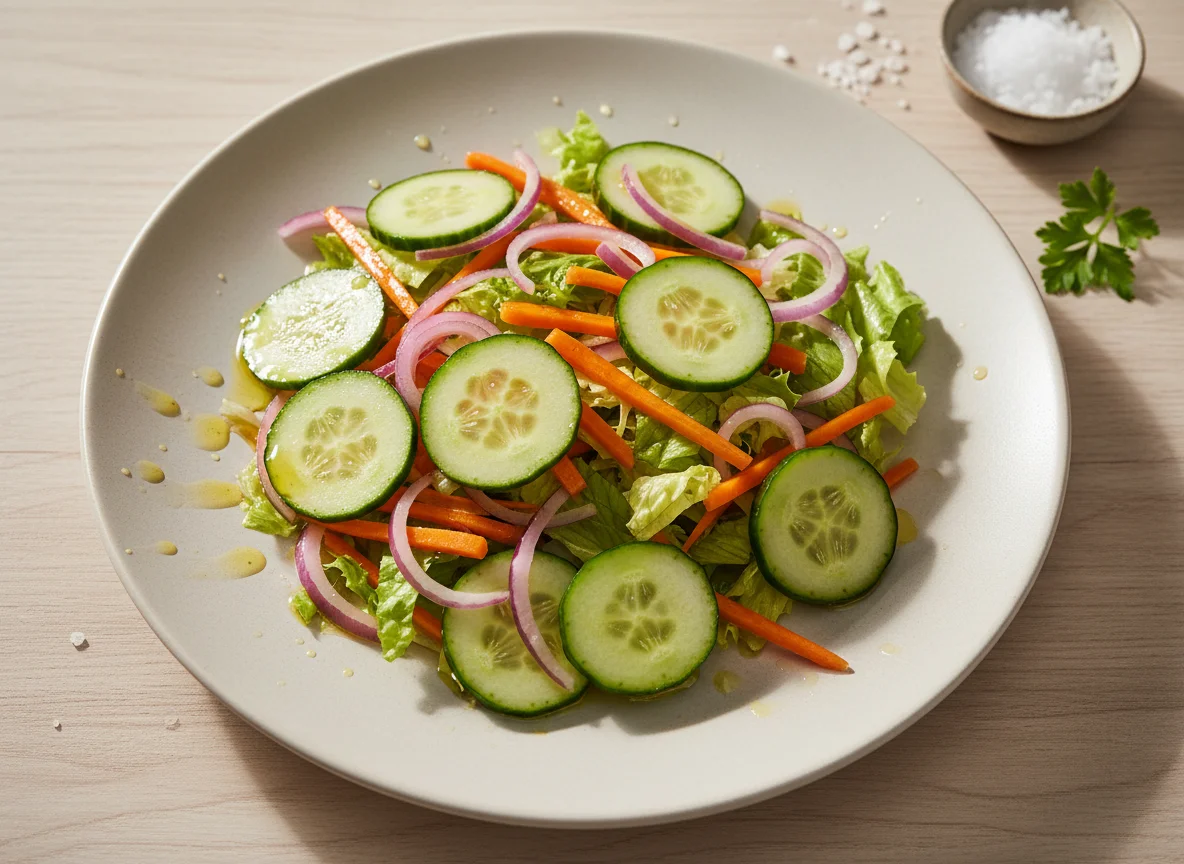 Salada de pepino, cenoura e cebola photo