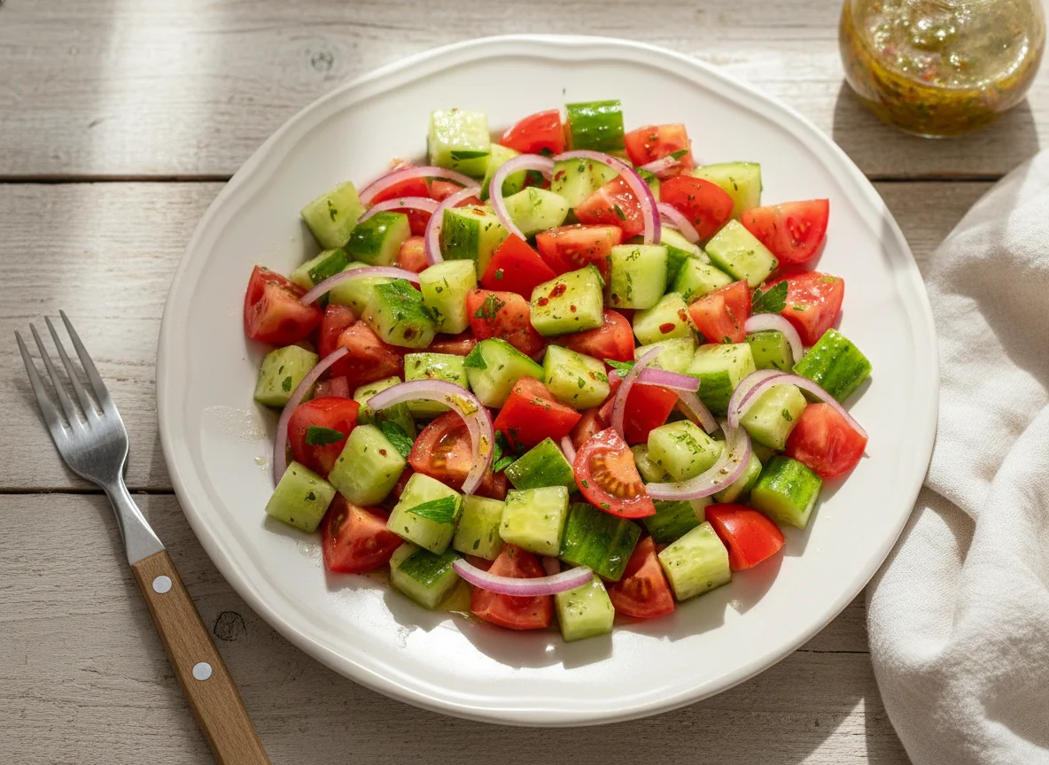 Salada de pepino e tomate photo