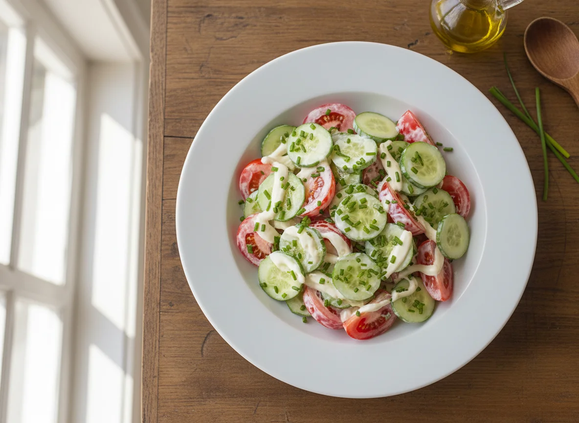 Salada de Pepino e Tomate com Molho Cremoso photo