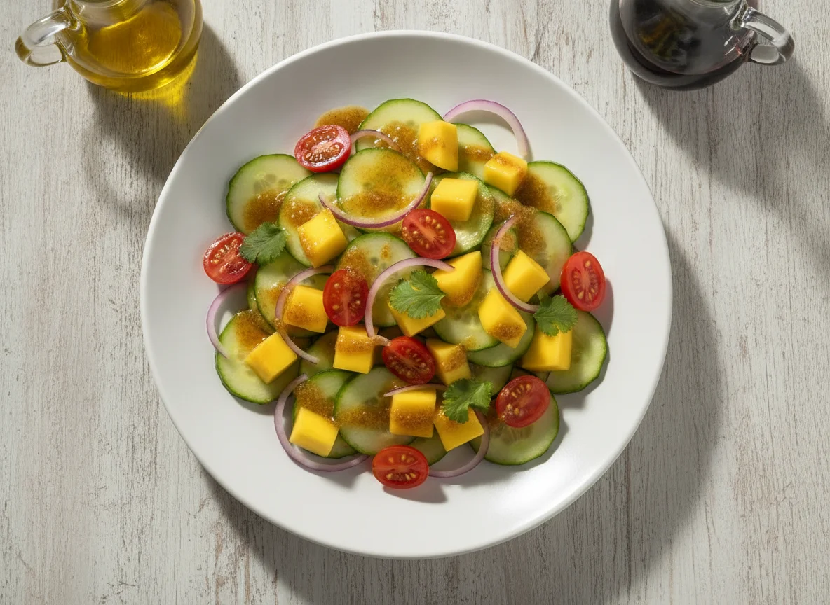 Salada de Pepino, Manga e Cebola Roxa photo