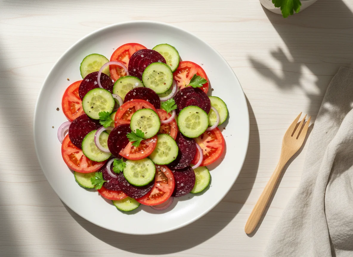 Salada de Pepino, Tomate e Beterraba photo