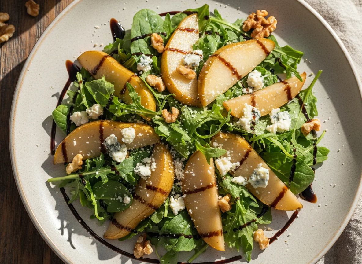 Salada de Pera com Gorgonzola e Nozes photo