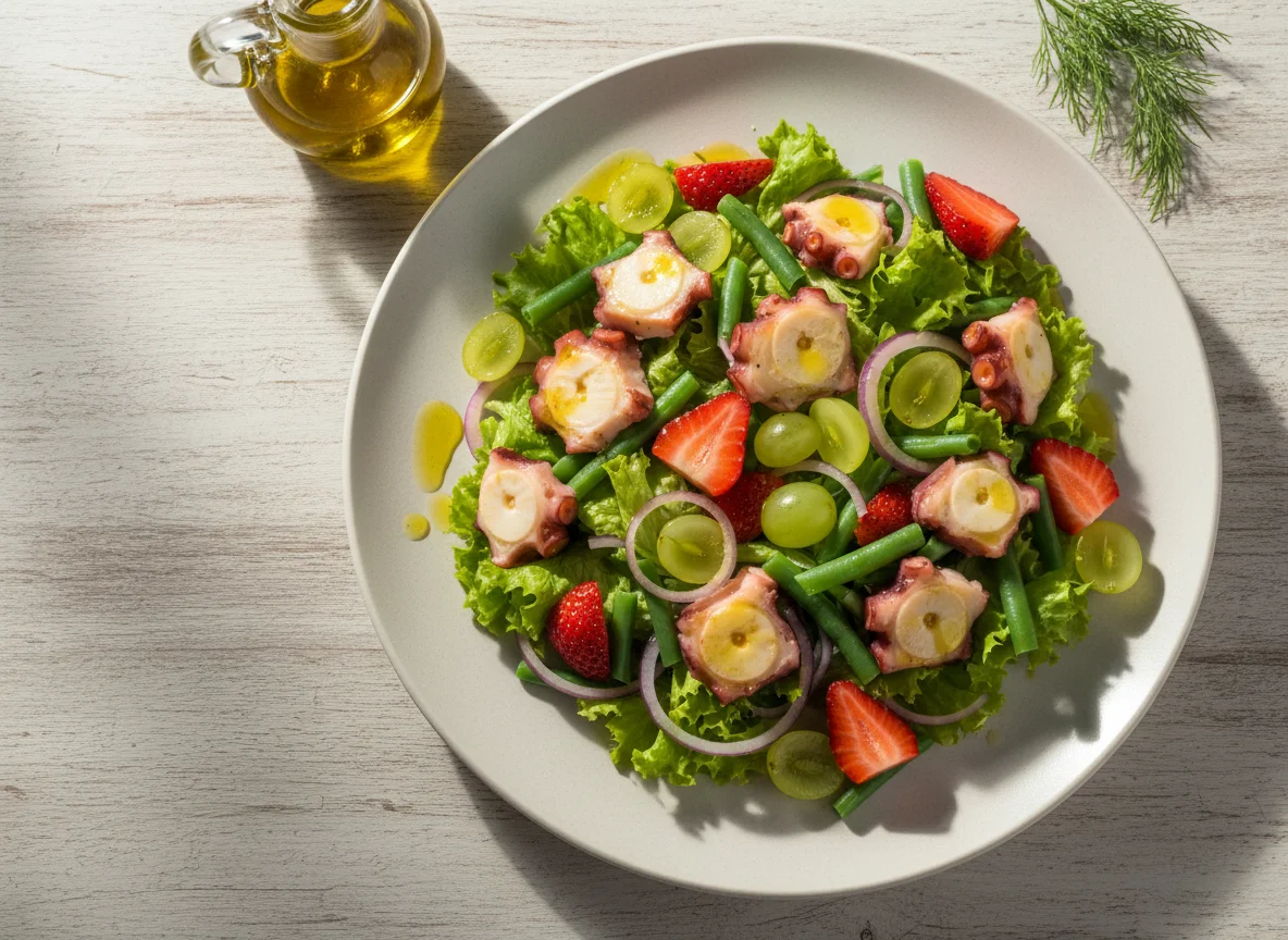 Salada de Polvo com Alface e Frutas photo