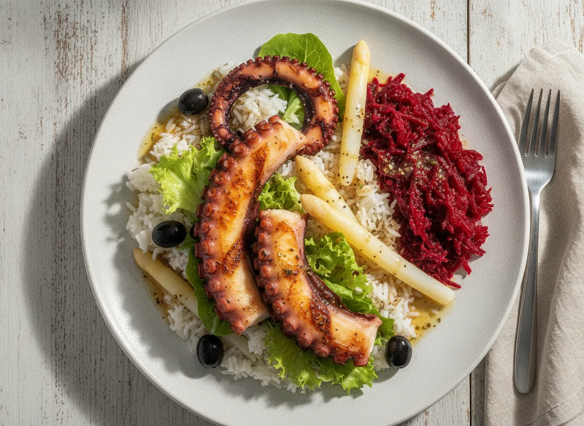 Salada de Polvo com Arroz e Beterraba photo