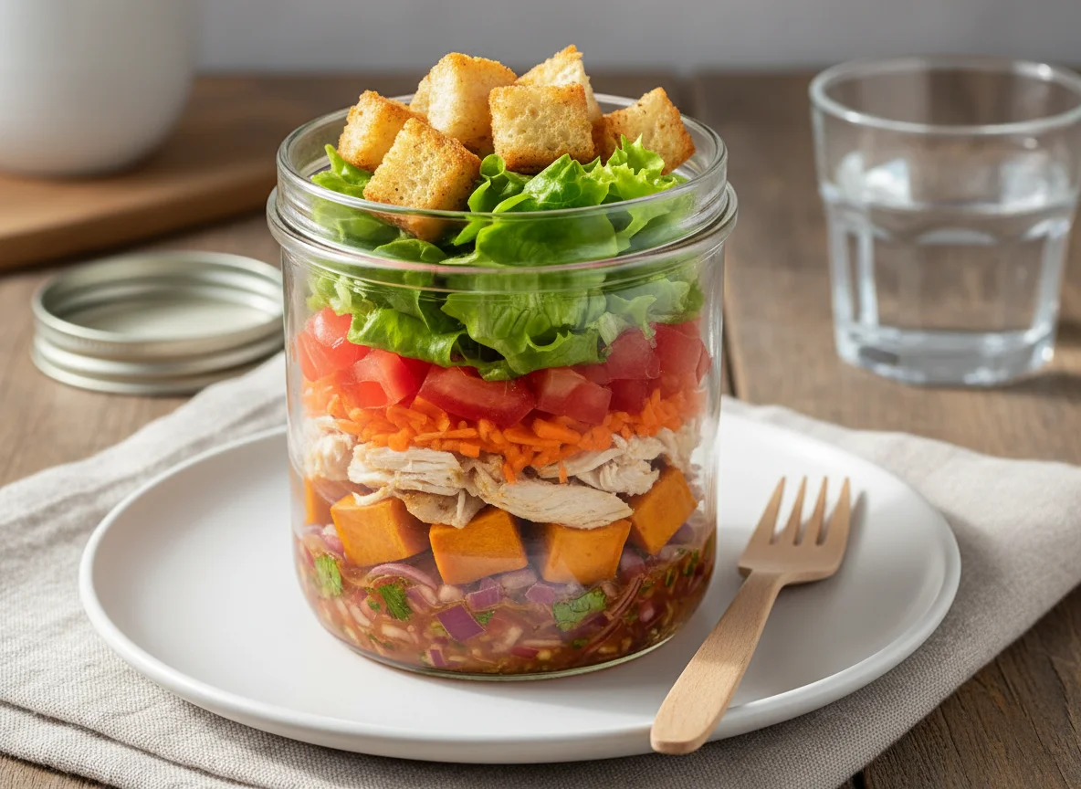 Salada de pote com frango e legumes photo