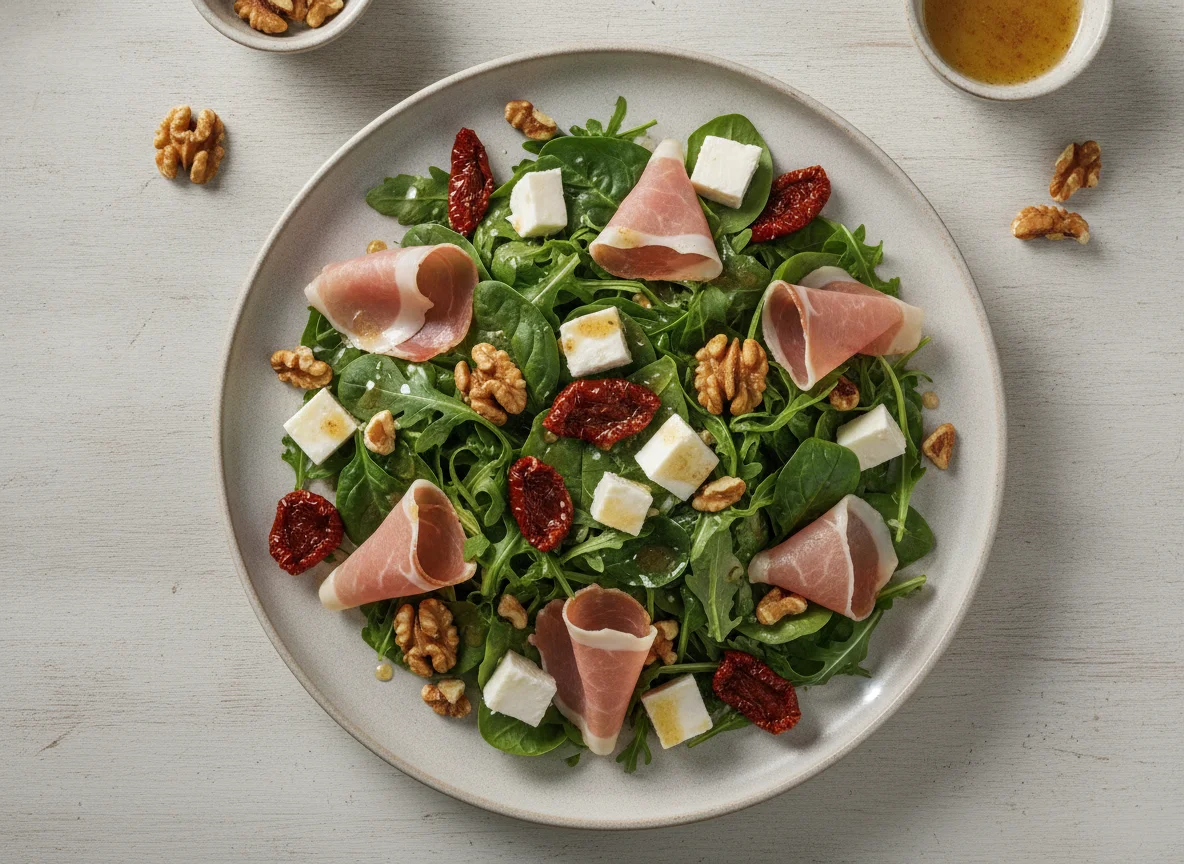 Salada de Presunto Cru com Nozes e Queijo photo