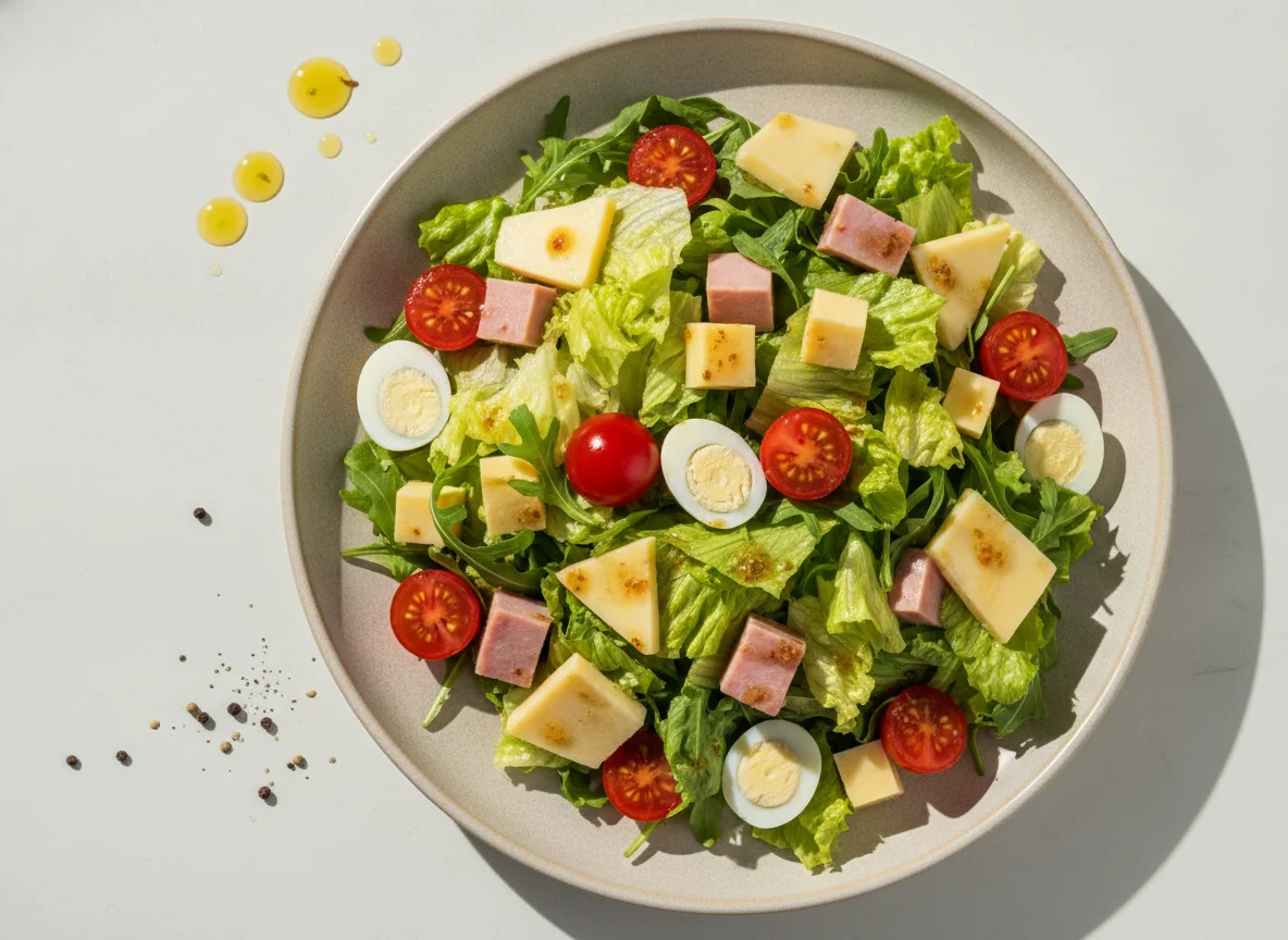 Salada de Presunto, Ovos de Codorna e Queijo photo