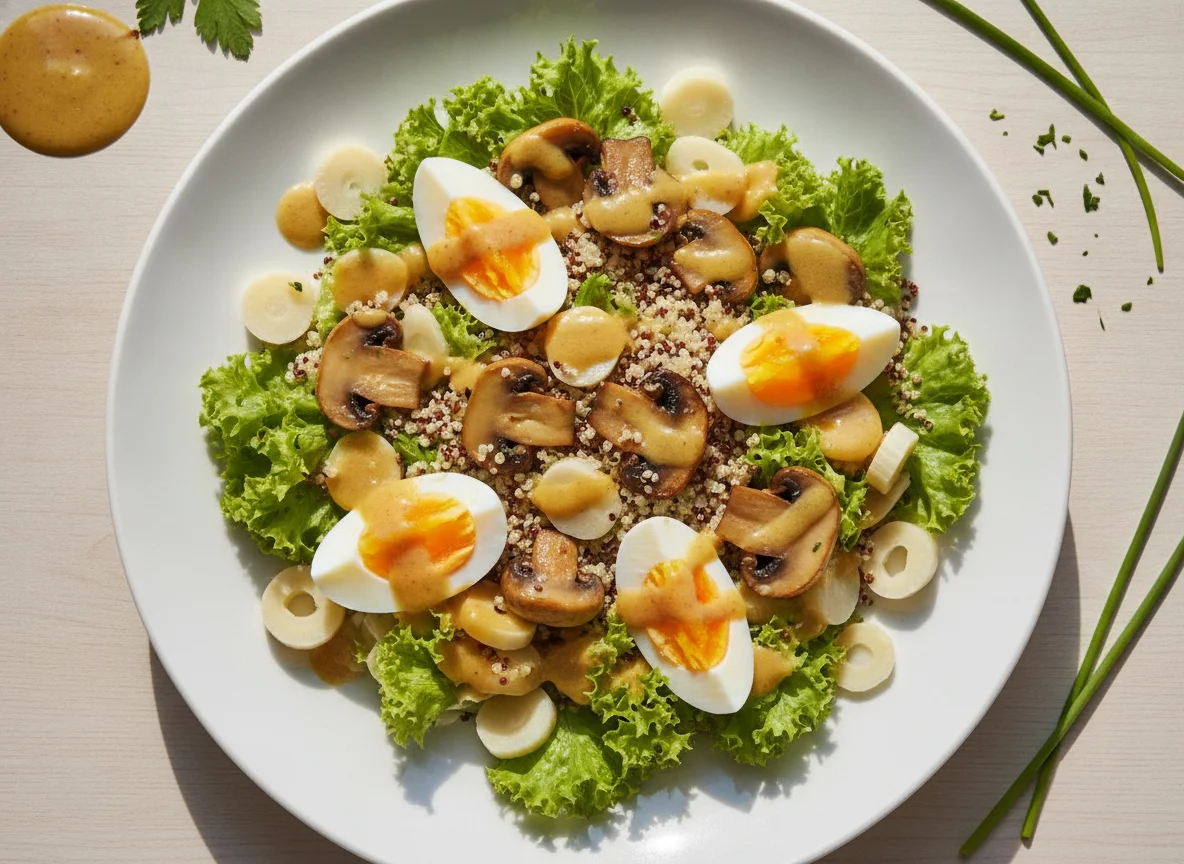 Salada de Quinoa com Ovo e Cogumelos photo