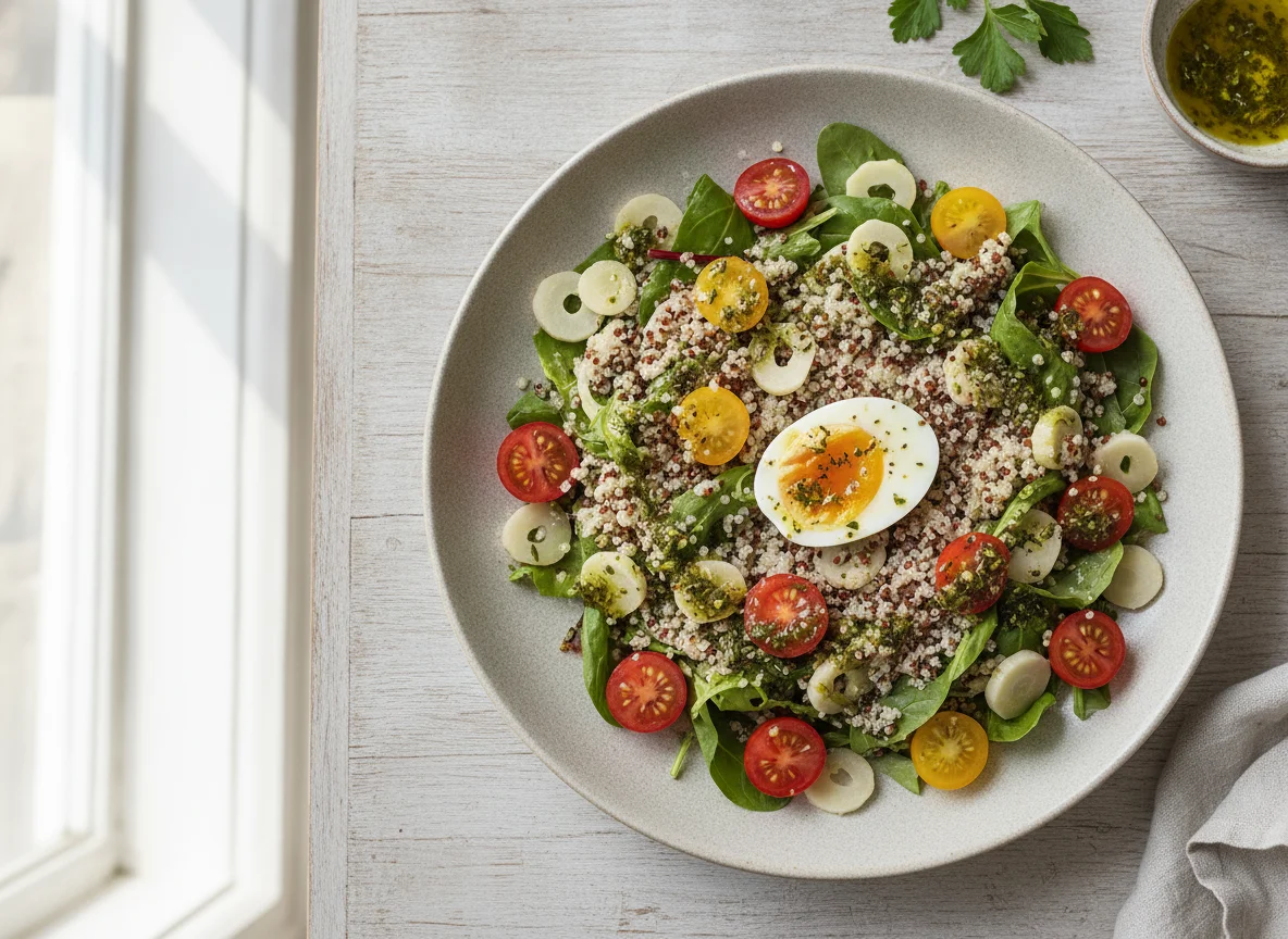Salada de Quinoa com Ovo e Tomate Cereja photo