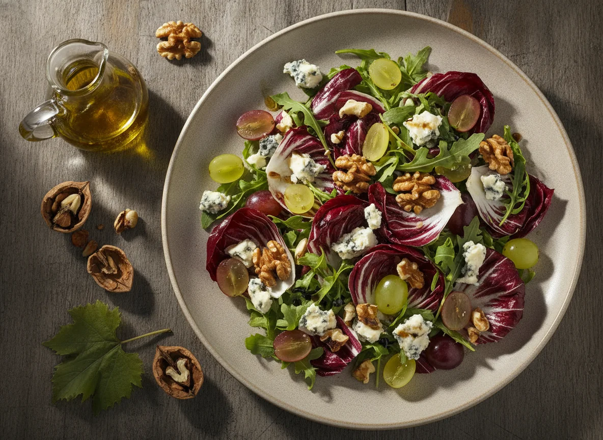 Salada de Radicchio com Nozes, Uvas e Queijo Gorgonzola photo