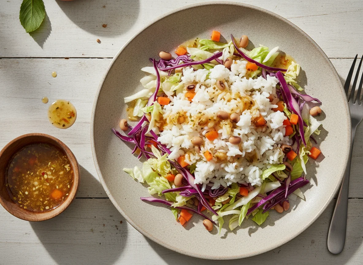 Salada de Repolho com Arroz e Legumes photo