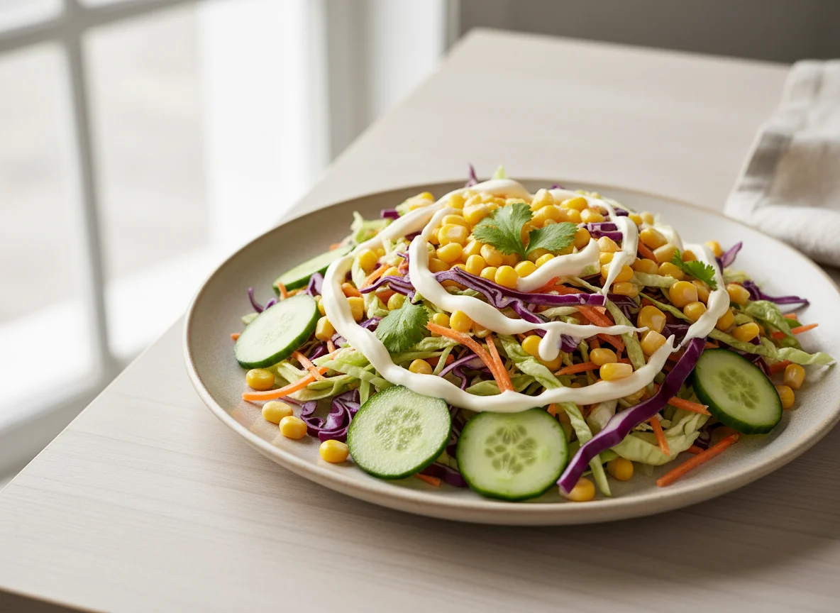 Salada de repolho com cenoura e milho photo